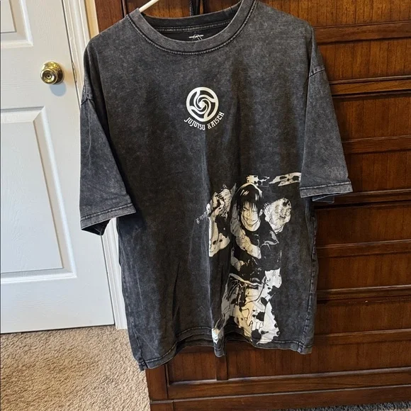 Black Graphic T-Shirt with Anime Design - Picture 1 of 6